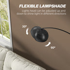 Arc Floor Lamp for Living Room, Modern Adjustable Standing Lamp with Faux Black Marble Base Black