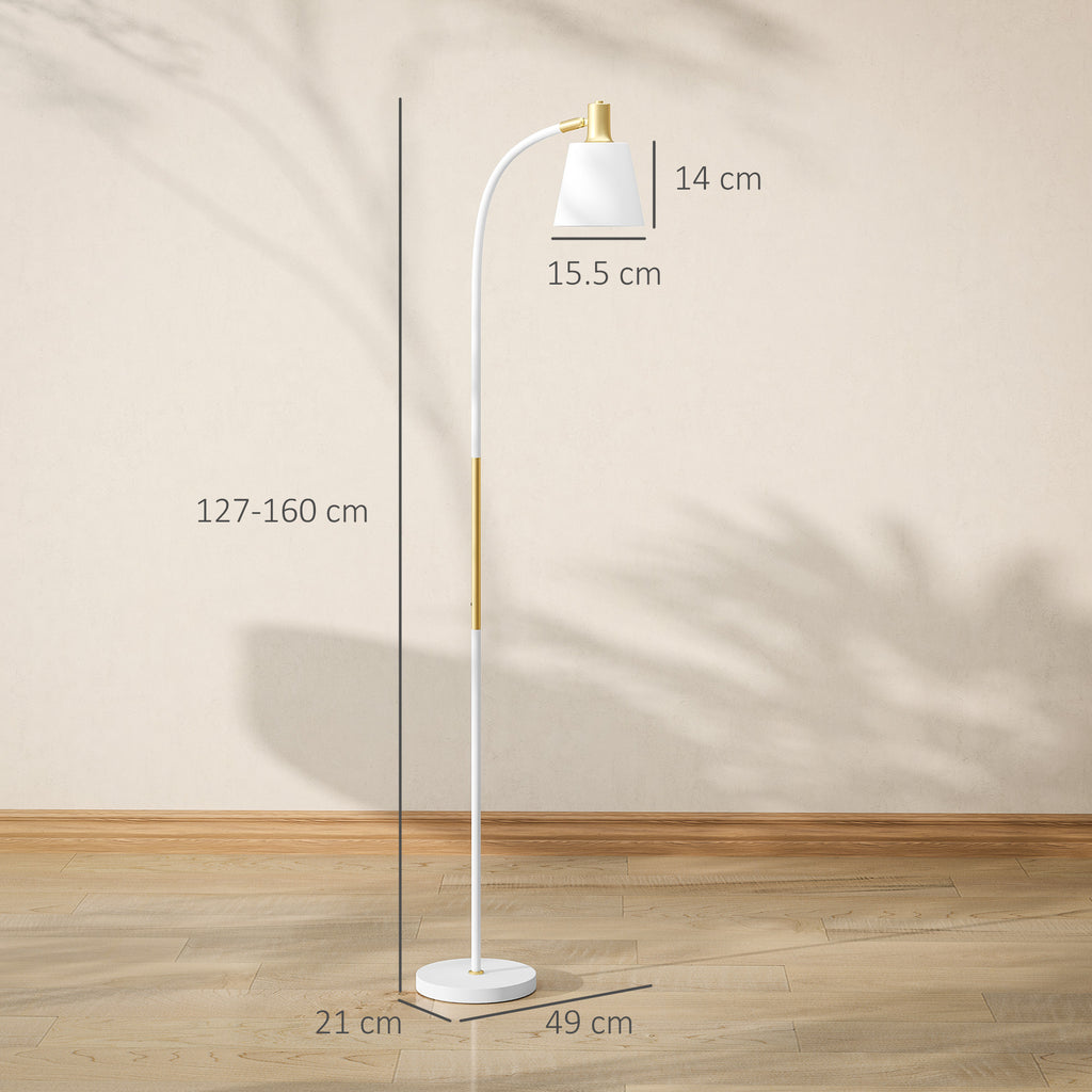 Floor Lamp for Living Room, Spotlight Reading Standing Lamp with Adjustable Height, Rocker on/off Switch, Indoor Task Lighting for Bedroom, Office,  White (Bulb not Included)