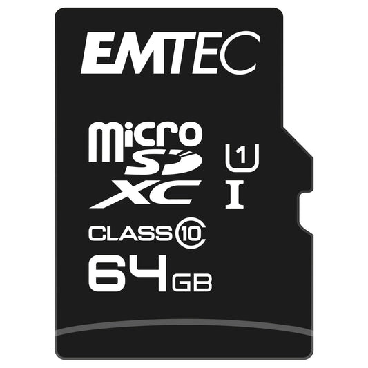EMTEC 64GB UHS-I U1 EliteGold MicroSD Memory Card with Adapter