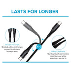 Maplin USB-C to USB-C 60W PD Braided Cable - Black