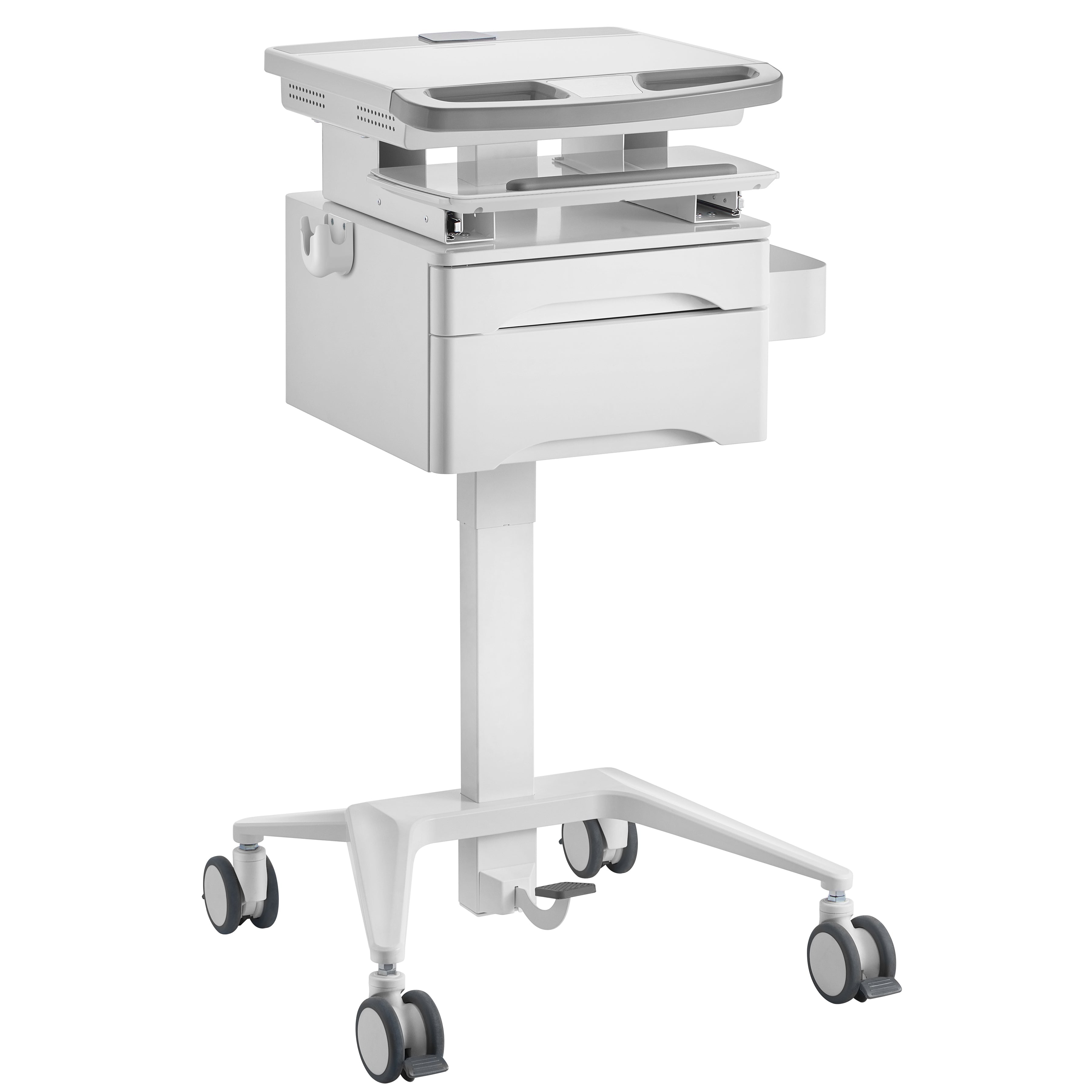 ProperAV Mobile Medical Trolley Cart with Two Drawers