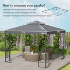 Outsunny 3(m) Gazebo Top Cover Double Tier Canopy Replacement Pavilion Roof Deep Grey