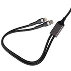 Maplin 2-in-1 USB-C to Multi-Charging USB-C 65W & Lightning 12W Braided Cable