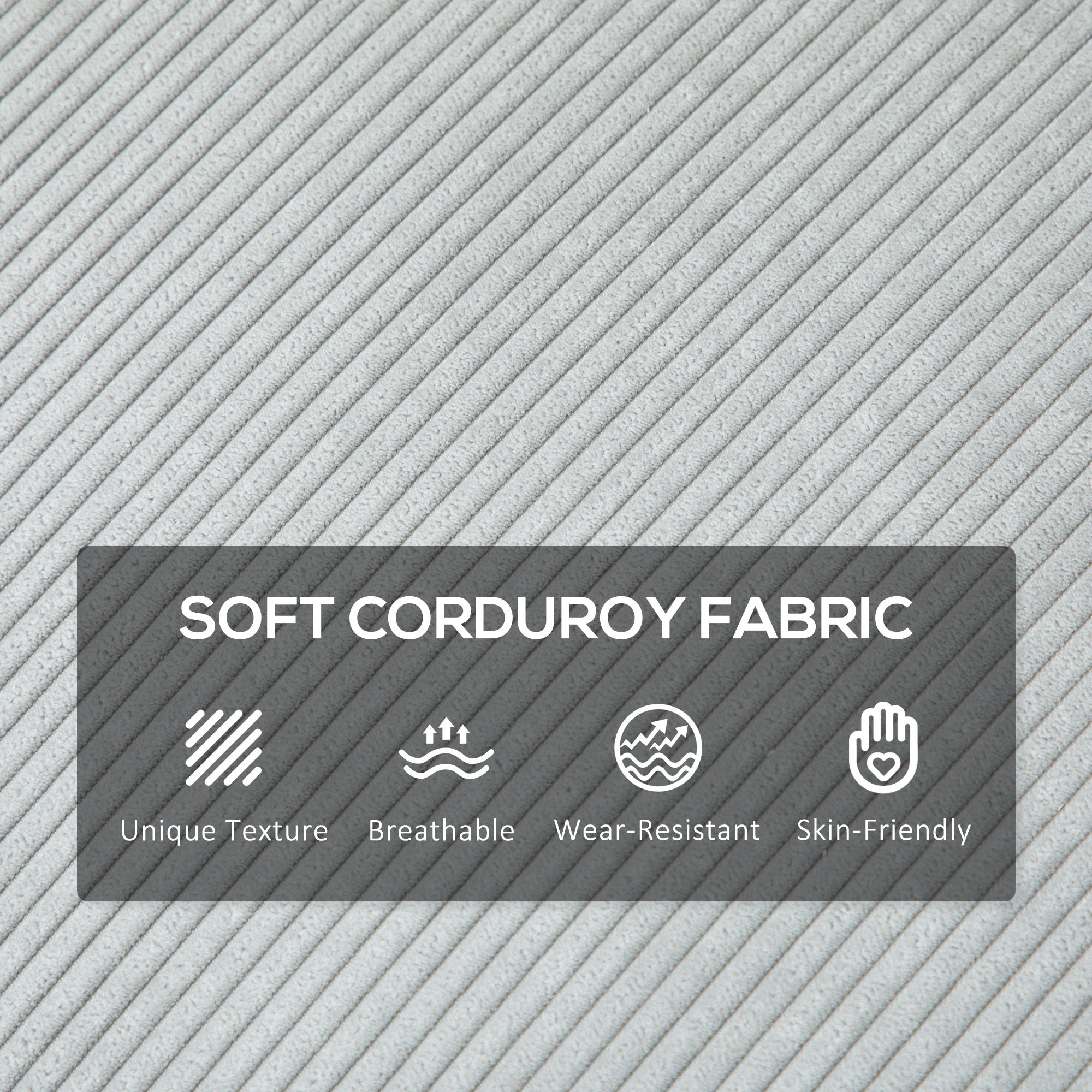 HOMCOM Three-Seater Corduroy - Light Grey