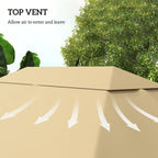 Outsunny 3 x 4m Gazebo Canopy Replacement Cover, Gazebo Roof Replacement (TOP COVER ONLY), Khaki