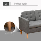 HOMCOM 3 Seater Storage Sofa, Fabric Couch with Hidden Under Seat Storage, Thick Cushions, Compact Space Saving Settee with Rubberwood Legs for Living Room, Apartment, Grey