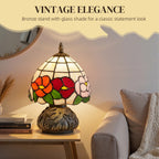 Handcrafted Classic Stained Glass Bedside Lamp, Tiffany-Style Table Lamp with Sculpted Dragonfly Base, Multi-Coloured