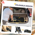 PawHut Foldable Pet Stroller, with Universal Wheels, Shock Absorber, for Medium and Large Dogs - Grey