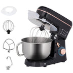 Stand Mixer, 5L Food Mixer for Baking, 6 Speeds and Pulse Setting, 1400W Cake Electric Kitchen Mixer with Dough Hook, Whisk, Stainless Steel Bowl, Splash Guard, Beater, Black