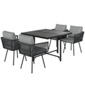 Outsunny 5 Piece Garden Furniture Set, Garden Dining Set with Wood-Plastic Table and 4 Armchairs, Light Grey