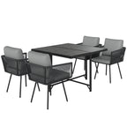 Outsunny 5 Piece Garden Furniture Set, Garden Dining Set with Wood-Plastic Table and 4 Armchairs, Light Grey