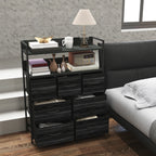 HOMCOM Rustic Chest of Seven Fabric Drawers - Black