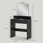 HOMCOM Multi-Storage Dressing Table, with Mirror - Black