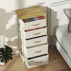 HOMCOM Chest of Five Fabric Drawers - Beige