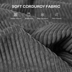HOMCOM Modern 3 Seater Sofa with Spring Cushion, 212 cm Fabric Jumbo Cord Sofa Couch with 2 Scatter Cushions, Upholstered Corduroy Settee for Living Room, Bedroom, Home Office, Grey