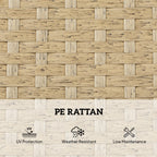 Outsunny Rattan Sun Loungers Set of 2 with Side Table, Garden Recliner Sunbeds with Adjustable Back, Cushions, Beige