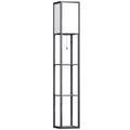 3-Tier Floor Lamp with Shelves and Storage, Modern Standing Lamp with Lampshade, Reading Light with Chain Switch for Living Room, Bedroom, Home Office, Bulb not Included, Black