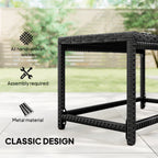 Outsunny Outdoor Coffee Table Side Table with Rectangular Frame for Patio, Balcony, Black