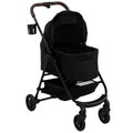 PawHut Dog Stroller, 3 in 1 Foldable Pet Stroller for Small Puppy Cat with Detachable Travel Carrier, Storage Basket, Black