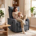 HOMCOM Recliner Armchair, Chenille Recliner Chair with Massage and Heat, 360° Swivel Rocking Manual Recliner, Dark Grey