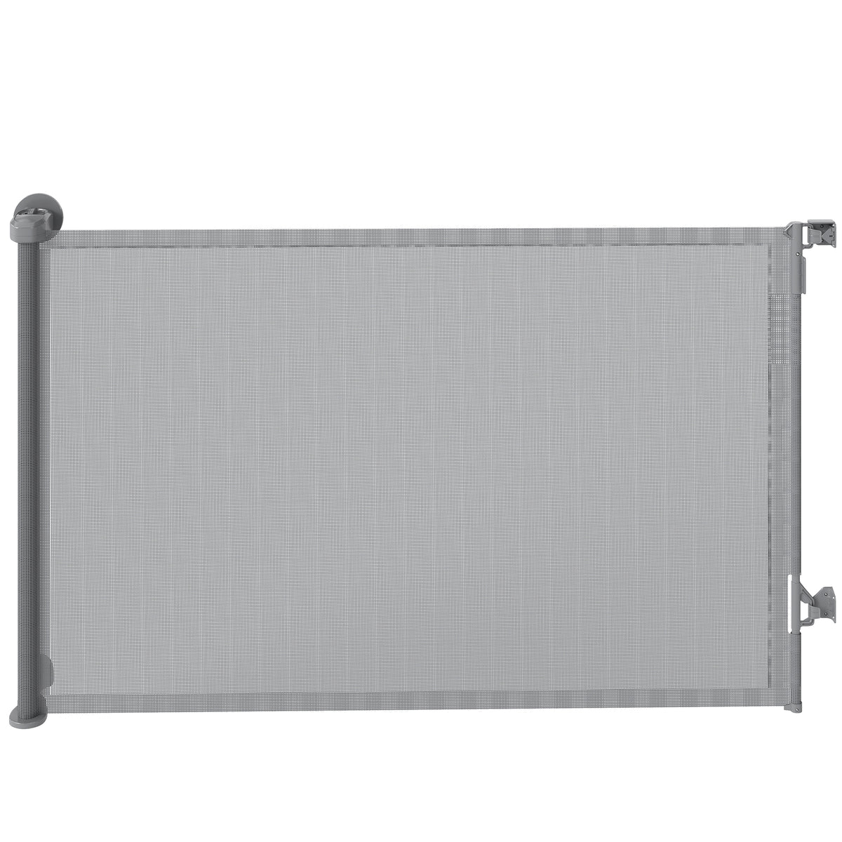 PawHut Retractable Dog Gate, Extends to 140 cm Wide & 93 cm Tall, Mesh Pet Gate with Single Hand Operation, for Stairs Doorways