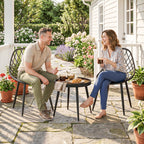 Outsunny 3-Piece Outdoor Bistro Set with 2 Chairs and Round Table for Garden, Balcony, Porch, Black