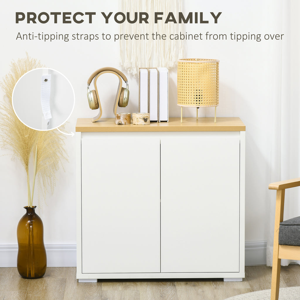 HOMCOM Kitchen Sideboard, Storage Cabinet with Double Doors and Adjustable Shelf for Living Room, Entryway, White