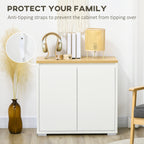 HOMCOM Kitchen Sideboard, Storage Cabinet with Double Doors and Adjustable Shelf for Living Room, Entryway, White