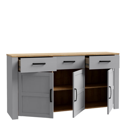 Balmoral 3 Door 3 Drawer Sideboard in Riviera Oak/Grey Oak