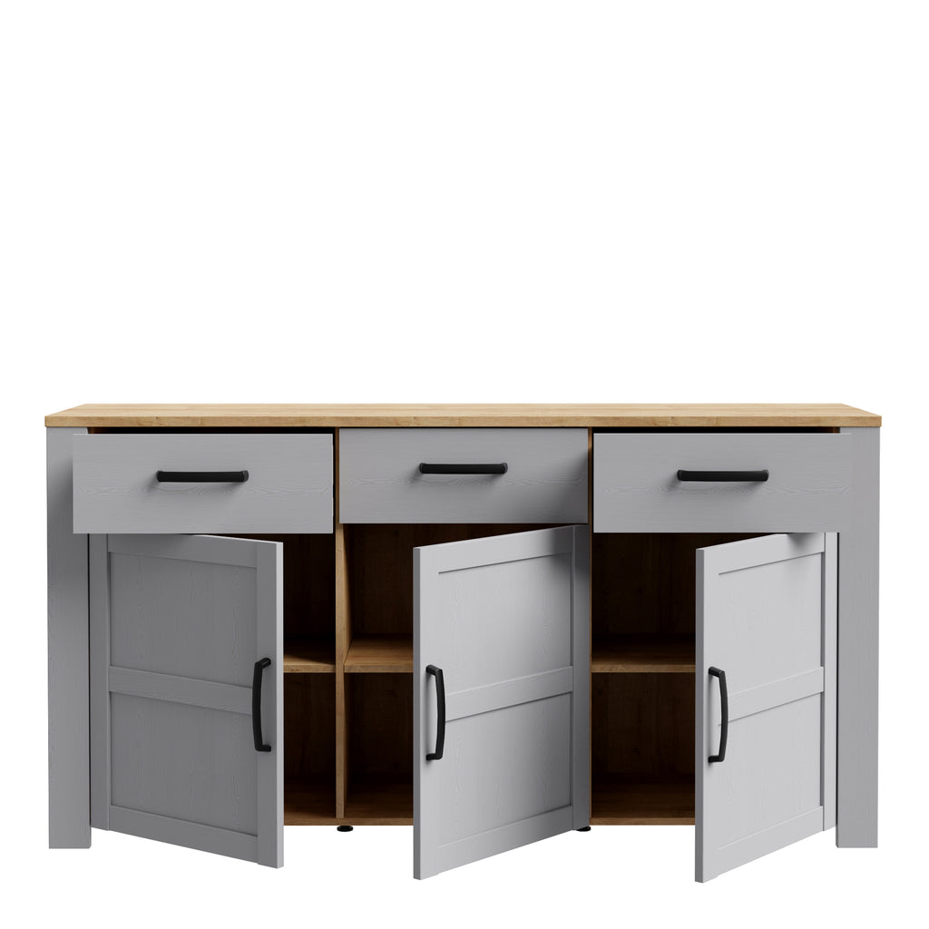 Balmoral 3 Door 3 Drawer Sideboard in Riviera Oak/Grey Oak