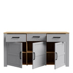Balmoral 3 Door 3 Drawer Sideboard in Riviera Oak/Grey Oak