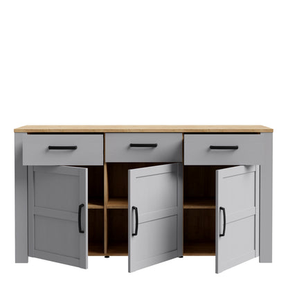 Balmoral 3 Door 3 Drawer Sideboard in Riviera Oak/Grey Oak