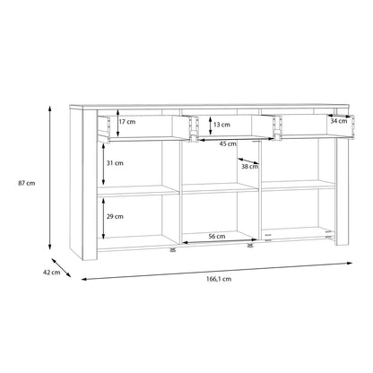 Balmoral 3 Door 3 Drawer Sideboard in Riviera Oak/Grey Oak