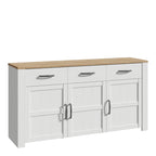 Balmoral 3 Door 3 Drawer Sideboard in Riviera Oak/White