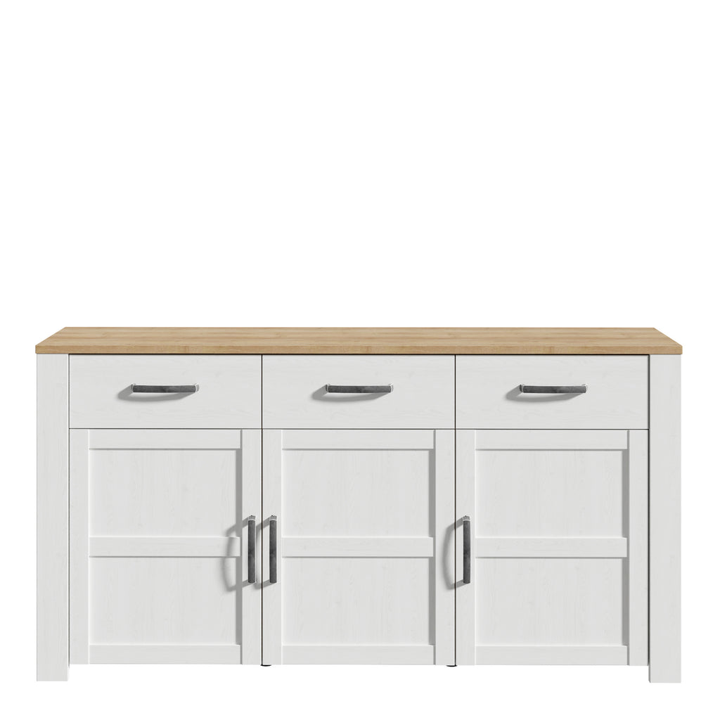 Balmoral 3 Door 3 Drawer Sideboard in Riviera Oak/White