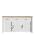 Balmoral 3 Door 3 Drawer Sideboard in Riviera Oak/White