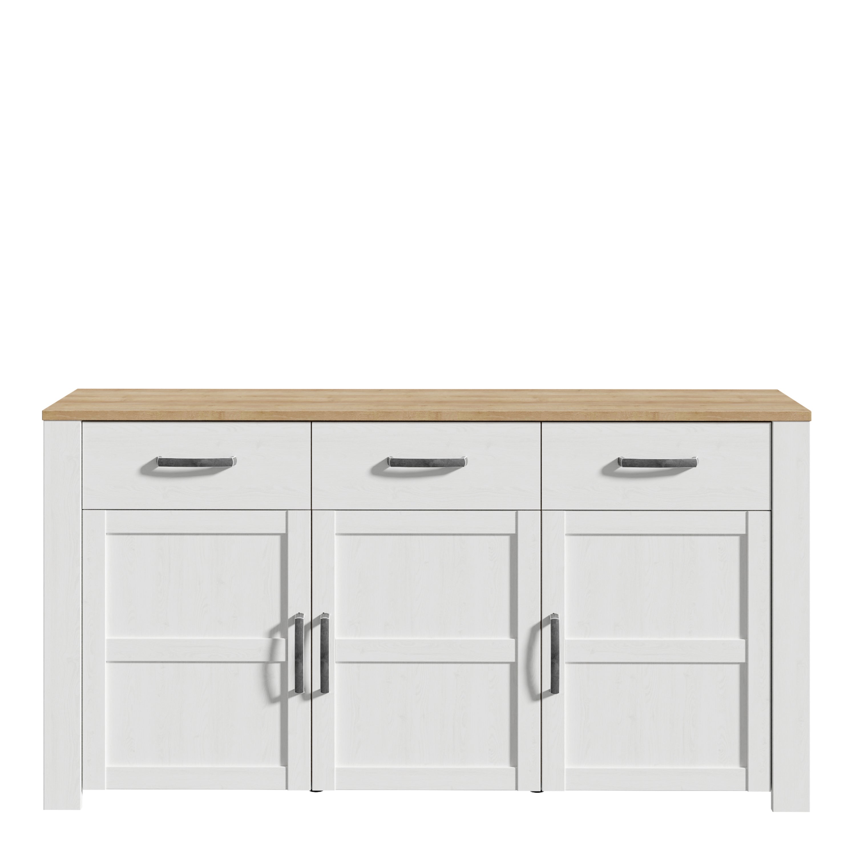 Balmoral 3 Door 3 Drawer Sideboard in Riviera Oak/White