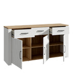 Balmoral 3 Door 3 Drawer Sideboard in Riviera Oak/White