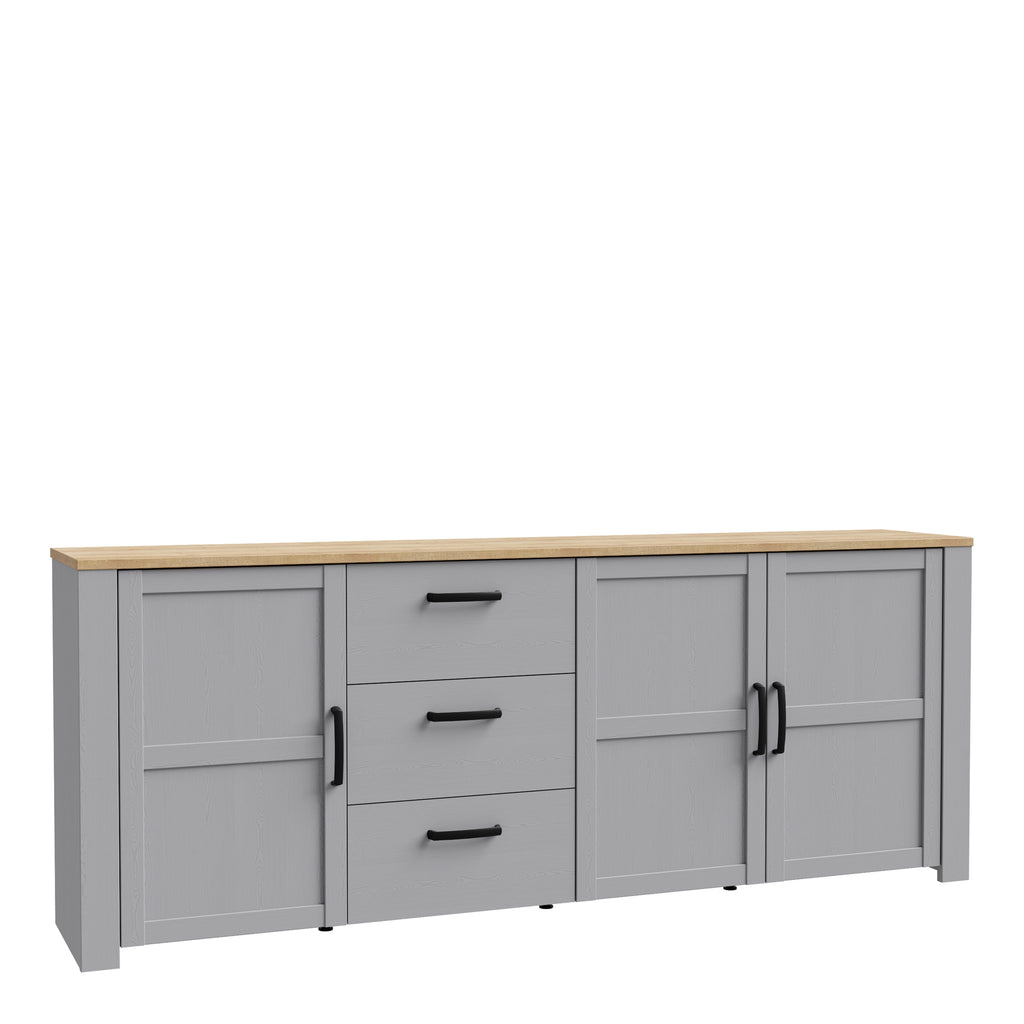 Balmoral 3 Door 3 Drawer Large Sideboard in Riviera Oak/Grey Oak