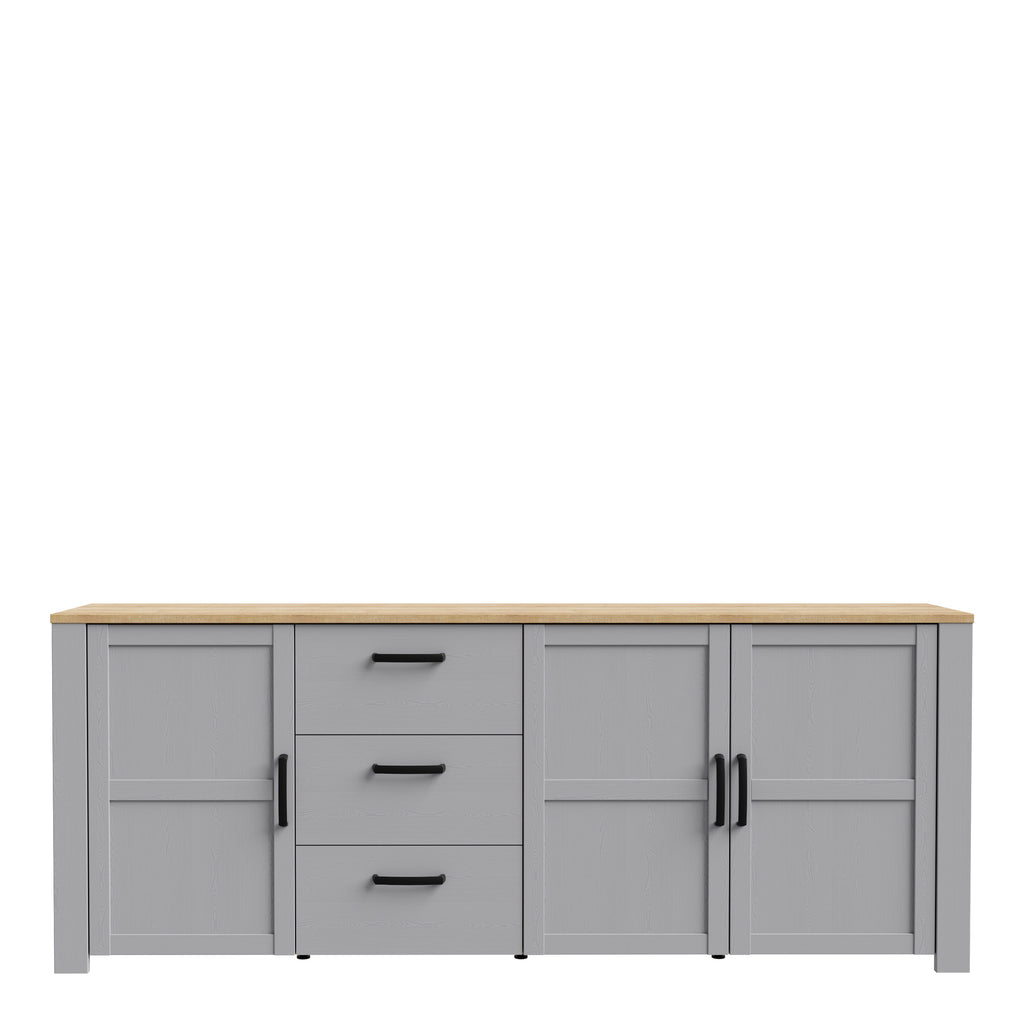 Balmoral 3 Door 3 Drawer Large Sideboard in Riviera Oak/Grey Oak