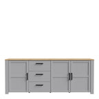 Balmoral 3 Door 3 Drawer Large Sideboard in Riviera Oak/Grey Oak