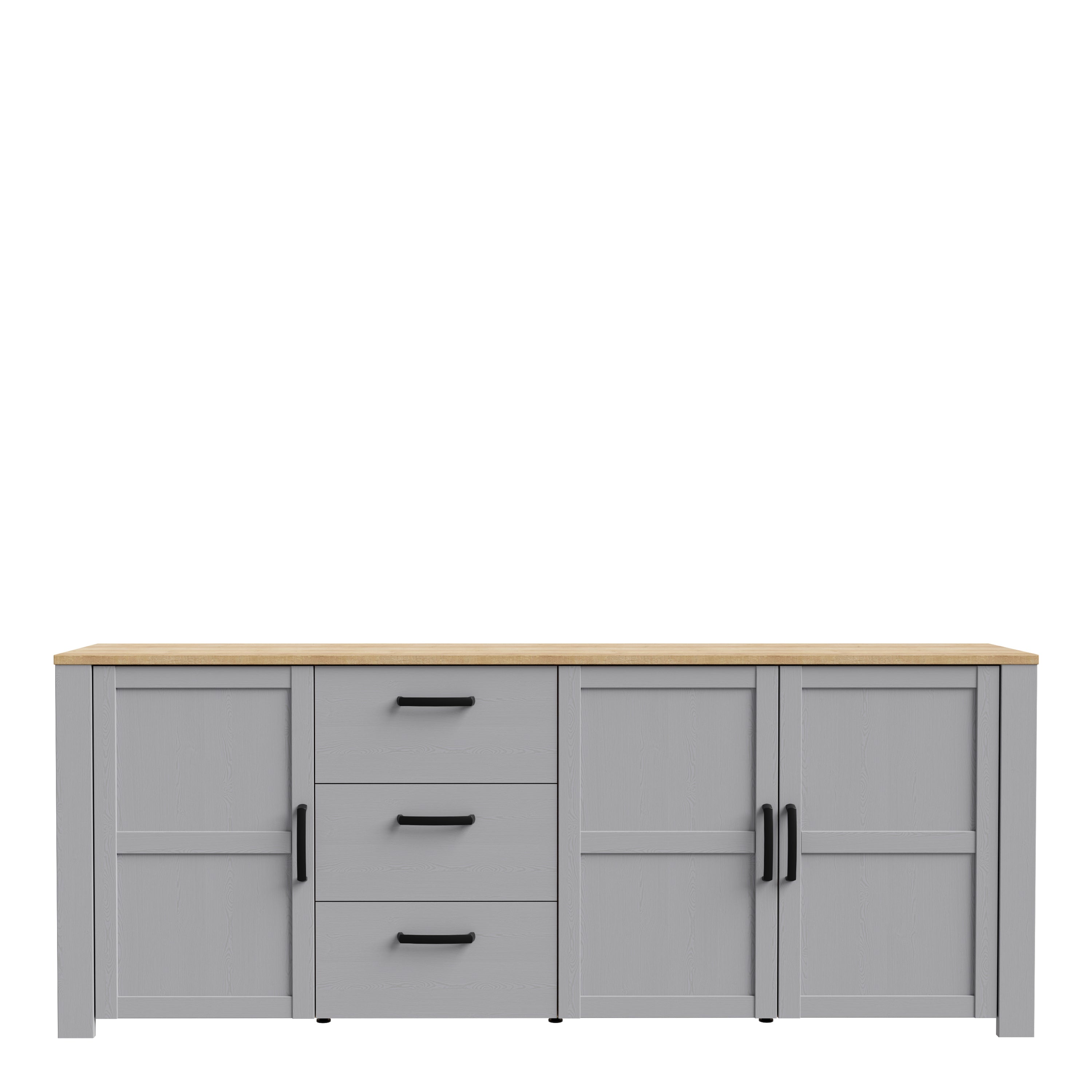 Balmoral 3 Door 3 Drawer Large Sideboard in Riviera Oak/Grey Oak