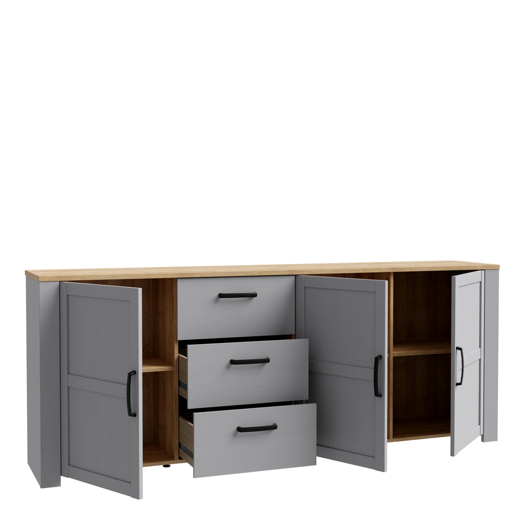 Balmoral 3 Door 3 Drawer Large Sideboard in Riviera Oak/Grey Oak