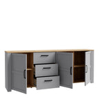 Balmoral 3 Door 3 Drawer Large Sideboard in Riviera Oak/Grey Oak