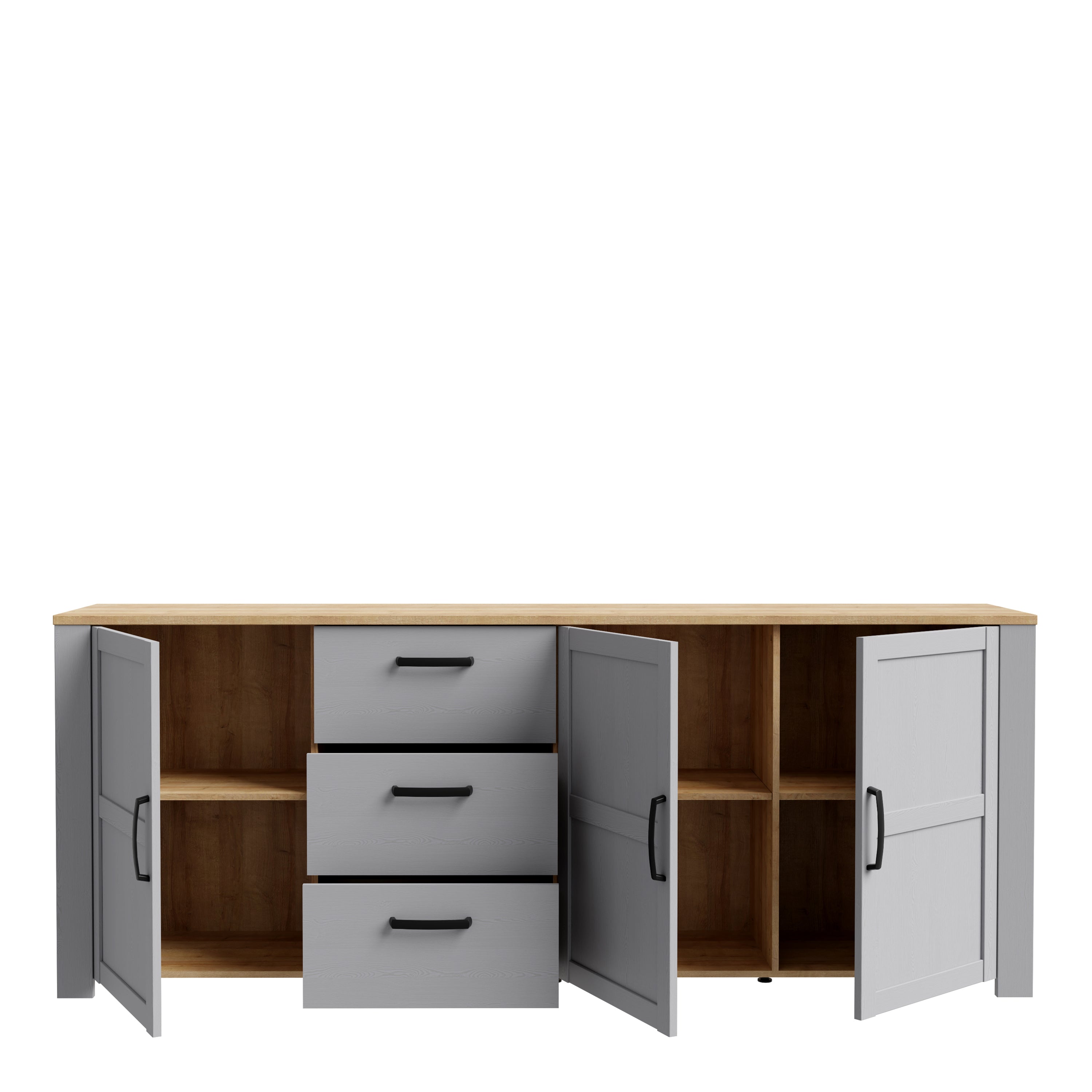 Balmoral 3 Door 3 Drawer Large Sideboard in Riviera Oak/Grey Oak