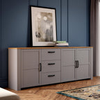 Balmoral 3 Door 3 Drawer Large Sideboard in Riviera Oak/Grey Oak