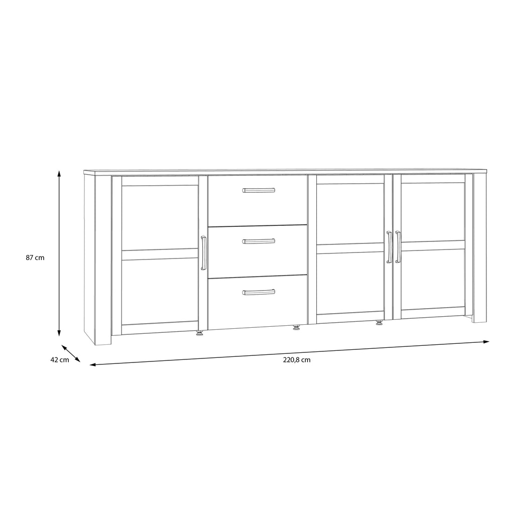 Balmoral 3 Door 3 Drawer Large Sideboard in Riviera Oak/Grey Oak