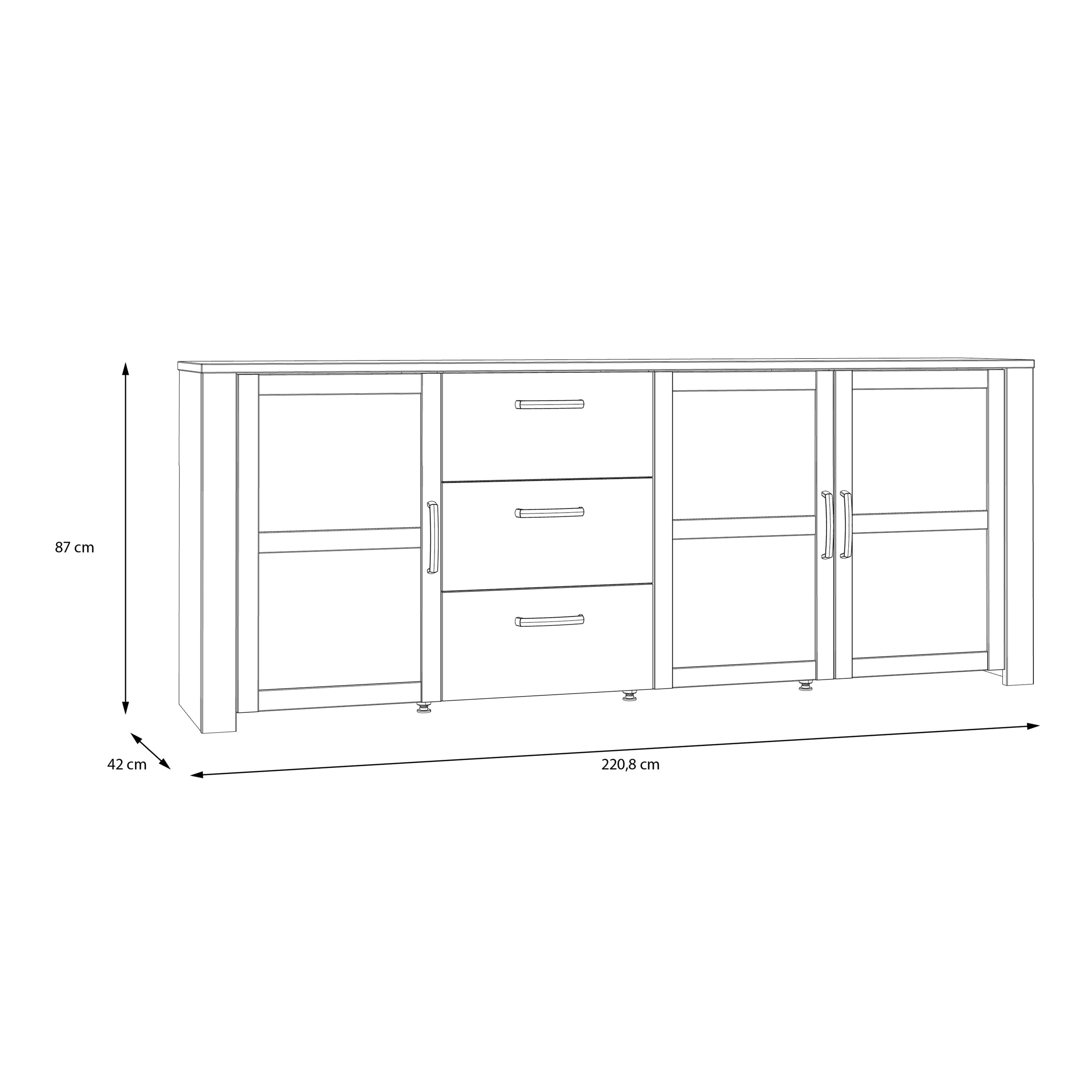 Balmoral 3 Door 3 Drawer Large Sideboard in Riviera Oak/Grey Oak