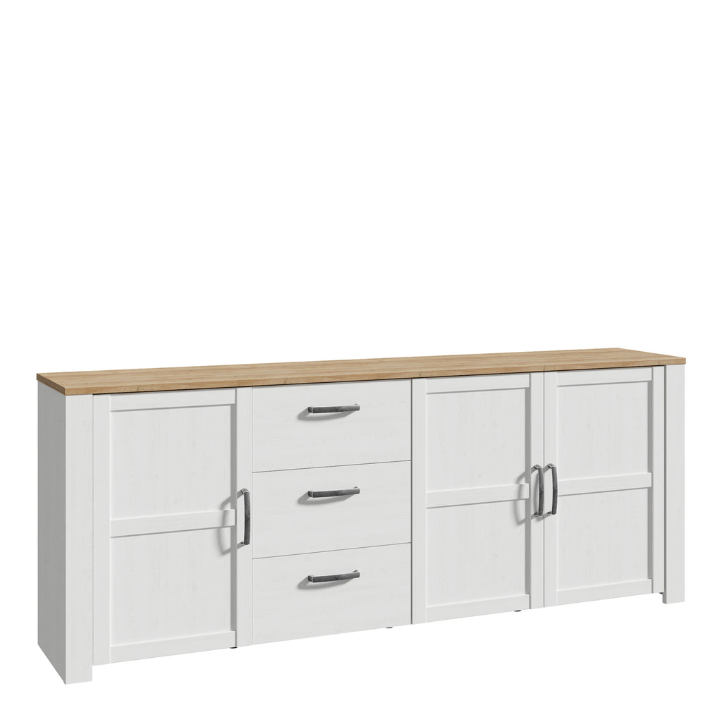 Balmoral 3 Door 3 Drawer Large Sideboard in Riviera Oak/White