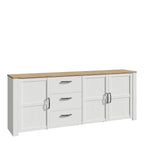 Balmoral 3 Door 3 Drawer Large Sideboard in Riviera Oak/White
